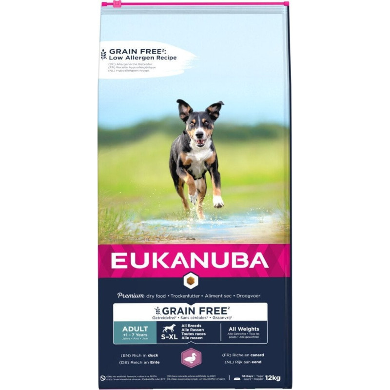 Eukanuba EUKANUBA Adult Grain Free all breeds kaczka pies 12KG