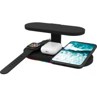 Canyon Ładowarka Canyon CANYON WS-501 5in1 Wireless charger, with UV sterilizer, with touch button for Running water light, Input QC36W or PD30W, Output 15W/10W/7.5W/5W, USB-A 10W(max), Type c to USB-A cable length 1.2m, 188*90*81mm, 0.249Kg, Black