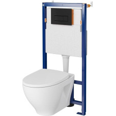 Cersanit Zestaw podtynkowy Cersanit SET B626 TECH LINE OPTI, miska zawieszana MODUO CleanOn, deska duroplastowa, przycisk OPTI A1 czarny mat (S701-650)