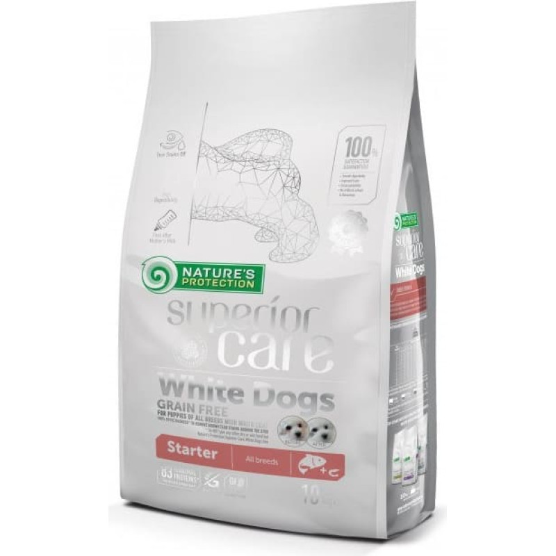 Nature's Protection Superior Care White Dogs Grain Free Starter Salmon - dry food for white-coated puppies - 10 kg