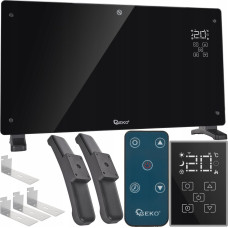 Geko Grzejnik konwektorowy szklany czarny z LCD, pilotem sterowania i WiFi 2500W (1)