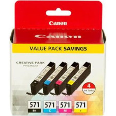 Canon Tusz Canon CLI-571 zestaw tuszy (cyan/magenta/yellow/black) z zabezpieczeniem 0386C004