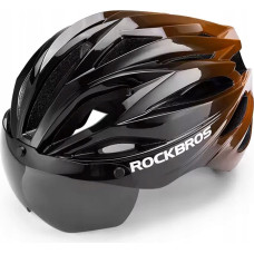 Rockbros Kask rowerowy Rockbros z szybką, odpinane okulary z ochroną UV, unisex - czarno-brązowy