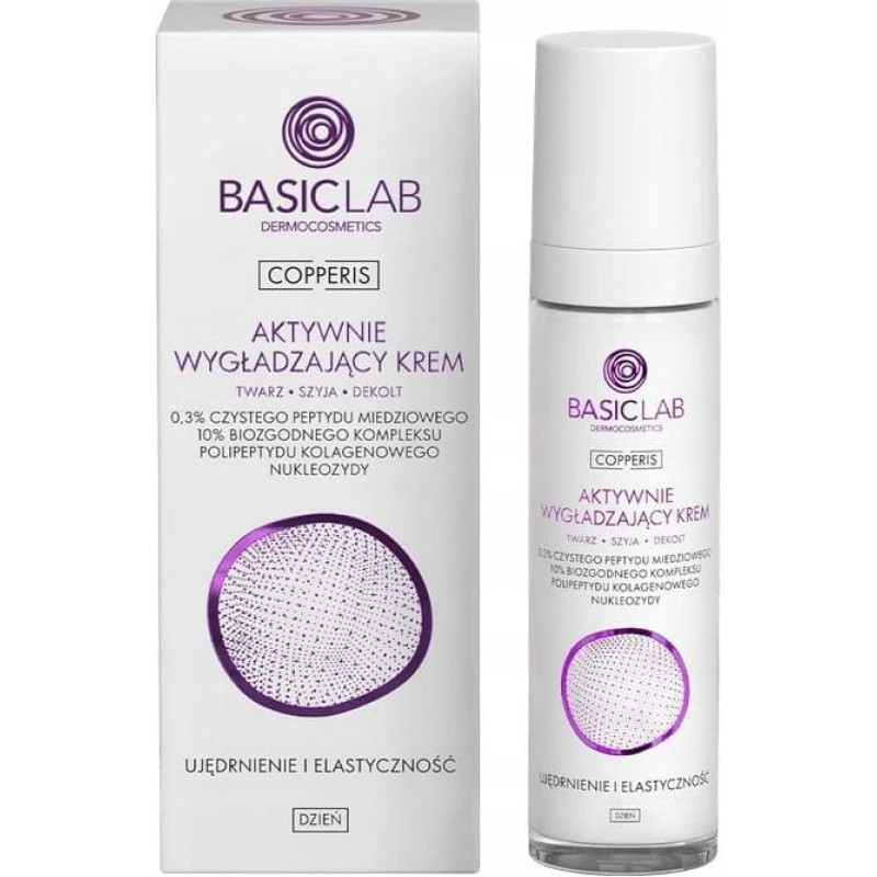 Veoli Botanica BASICLAB_Copperis aktywnie wygładzający krem na dzień do twarzy 0,3% czystego peptydu miedziowego Ujędrnienie i Elastyczność 50ml