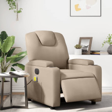 Vidaxl vidaXL Rozkładany fotel masujący, elektryczny, cappuccino, ekoskóra
