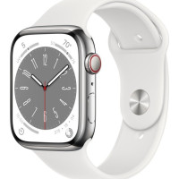 Apple Smartwatch Apple Watch 8 GPS + Cellular 45mm Silver Stainless Steel Biały  (MNKE3WB/A)