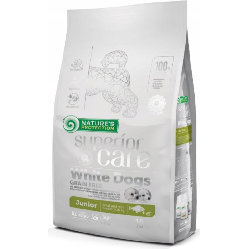 Nature's Protection Superior Care White Dogs Grain Free Junior Small Białoryba - dry food for puppies - 10 kg