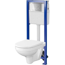 Cersanit Zestaw podtynkowy Cersanit Zip miska WC wisząca z deską wolnoopadającą i stelaż podtynkowy z przyciskiem spłukującym chrom błyszczący (S701-561)