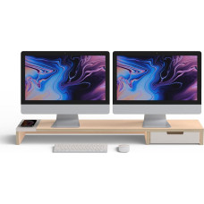 Pout EYES9 - All-in-one wireless charging & hub station for dual monitors, Deep White