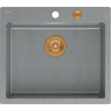 Graniteq Zlewozmywak GraniteQ MORGAN 110 GraniteQ zlewozmywak silver stone z syfonem Push To Open kol. miedziany 1-komorowy b/o + zaczepy 4 szt