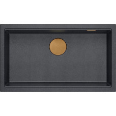 Graniteq Zlewozmywak GraniteQ LOGAN 110 zlewozmywak black diamond 76x44x23,5 cm 1-komorowy podwieszany z syfonem manualnym miedziany