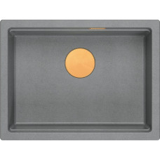 Graniteq Zlewozmywak GraniteQ LOGAN 100 GraniteQ zlewozmywak silver stone 59,5x45,1x21,5 cm 1-komorowy wpuszczany z syfonem manualnym miedziany