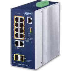 Planet IGS-4215-8UP2T2S łącza sieciowe Zarządzany L2/L4 Gigabit Ethernet (10/100/1000) Obsługa PoE Aluminium, Niebieski