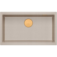 Graniteq LOGAN 110 GraniteQ zlewozmywak pearl beige 76x45x23,5 cm 1-komorowy podwieszany z syfonem manualnym miedziany