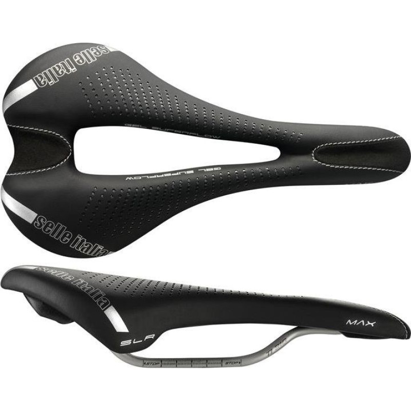 Selle Italia Siodło SELLE ITALIA MAX SLR GEL SUPERFLOW L (id match - L3) TI 316 Tube 7, fibra-tek, 280g czarne (NEW)