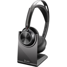 Poly Słuchawki Poly POLY Zestaw słuchawkowy Voyager Focus 2 USB-C-C + przejściówka USB-C/A Adapter + podstawka ładująca