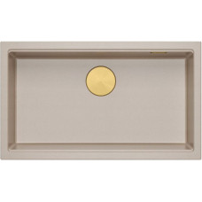 Graniteq LOGAN 110 GraniteQ zlewozmywak pearl beige 76x45x23,5 cm 1-komorowy podwieszany z syfonem manualnym złoty